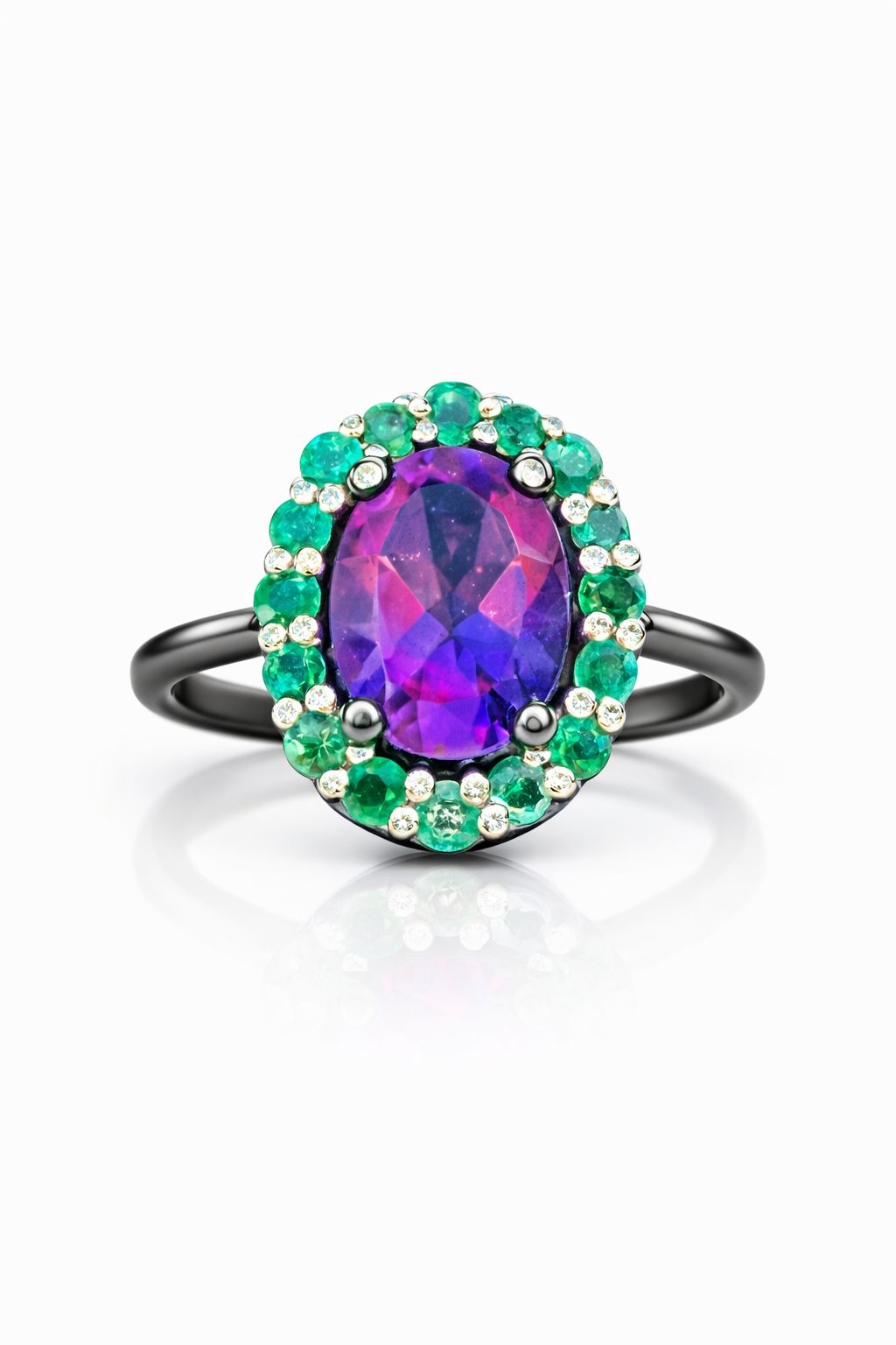 White gold ring with amethyst