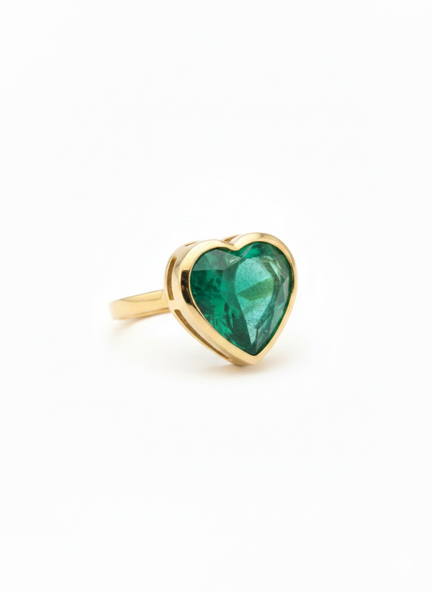 9.29 ct Heart-Cut Emerald Ring (Muzo Features)
