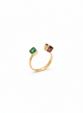 Open Ring with 0.45 ct Emerald &amp; 0.80 ct Pyrope