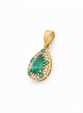 Pendant, natural stone with emerald gold and diamonds